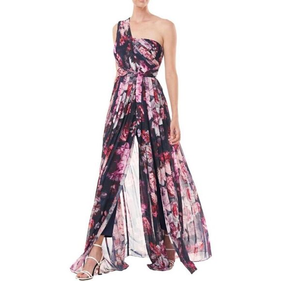 Kay Unger Layla Women's Floral Print Walk Thru Jumpsuit size 4